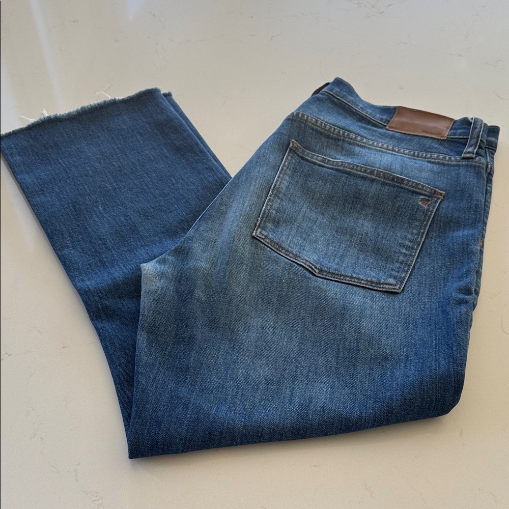 Madewell 10" High Rise Demi Boot Classic Blue Denim Jeans Size: 31 ✨